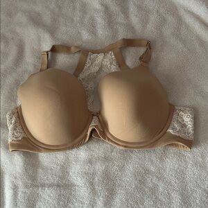 Soma Embraceable Full Coverage Nude Lace Racerback T-Shirt Bra size 40D